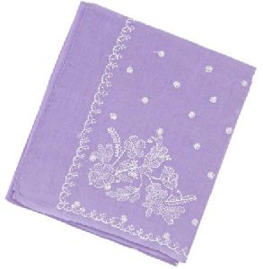 Purple Floral Motifs Chikankari Embroidered Ladies Cotton Saree