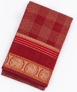 Red Check Handloom Kanchi Ladies Cotton Saree