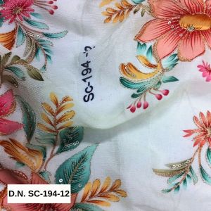 Beautiful White Floral Position Print Fabric