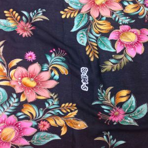 Black Chinon Position Print Fabric &AMP;ndash; Perfect For Sarees &AMP;AMP; Lehengas