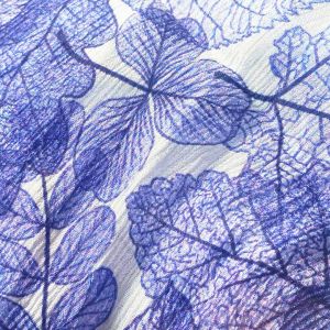 Buy Purple Floral Leaf Pattern Print On Chinon Fabric