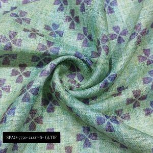 Green Linen Touch Digital Print Fabric For Men’s Shirts and Kurtas