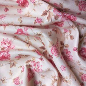 Pink Rose Multicolor Poly Pashmina Fabric