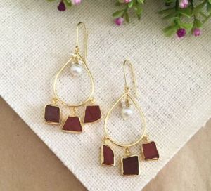 Nishu Golden Teardrop Earrings