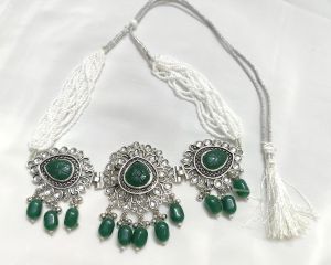 Elegance With Oxidised Green and Silver Jewellery Set