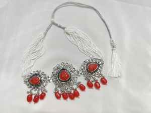 Elegance With Oxidised Red and Silver Jewellery Set