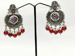 Jewellery Oxidised Pearls Beads Pearls Floral Ethnic Drop Earrings For Women &AMP;AMP; Girls