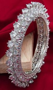 Zevarly Dazzling White Crystal Ad Kada Bangles