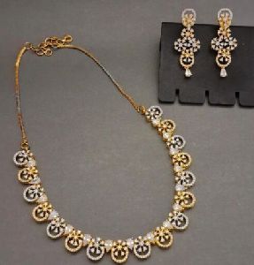 Zevarly Ethnic Designer Twotone Gold Necklace Set