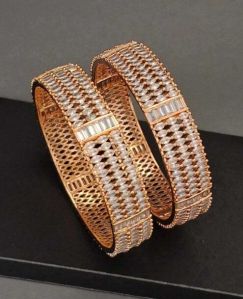 Zevarly Indira Marquees Designer Rose-gold Bangles 2.4 2.4 2.6 2.8