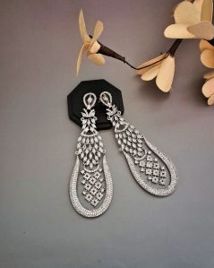 Zevarly Lavanya Long Premium CZ Danglers Earrings