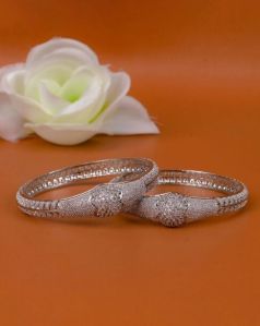 Zevarly Muskaan American Diamond Silver Plated Bangles