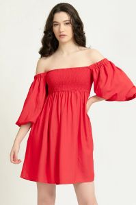 Red Off Shoulder Mini Dress