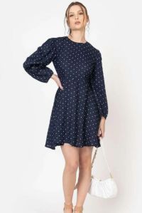 Women Blue Polka Dot Mini Dress