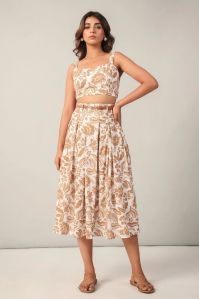 Women Brown AND Off -white Floral Co-ord Set