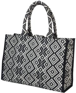 Women Monochrome Jacquard Woven Tote Bag