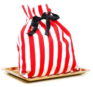 Red And White Color Stripes Printed Gift Bag