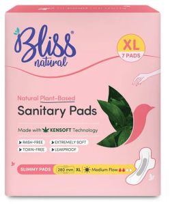 Bliss Natural Organic Sanitary Pads Xl Slimmy 7 Piece