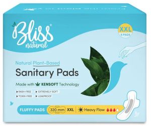 Bliss Natural Organic Sanitary Pads Xxl Fluffy 6 Piece