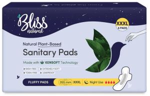 Bliss Natural Organic Sanitary Pads Xxxl Fluffy 6 Piece