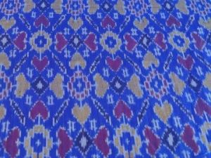 Blue Abstract Handloom Cotton Silk Ikat Fabric