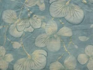 Blue &AMP;AMP; Light Golden Floral Pure Mul Mul Cotton Fabric