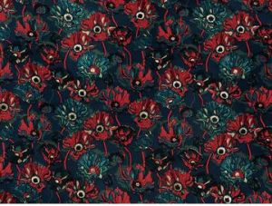 Blue Floral Premium Modal Chanderi Silk Fabric