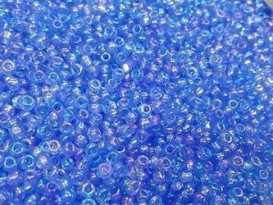 Blue Transparent Rainbow Round Rocaille Glass Seed Beads