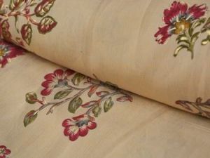 Dark Cream & Beige Floral Premium Modal Chanderi Silk Fabric