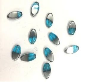 Light Blue Silver Oval Glass Beads- 9x17 Mm