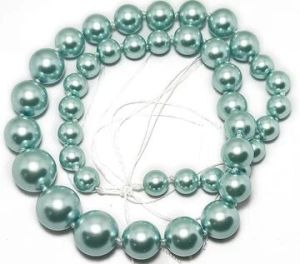 Light Turquoise Spherical Glass Pearl Gradation Beads