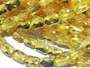 Light Yellow Rectangular Designer Crystal Beads