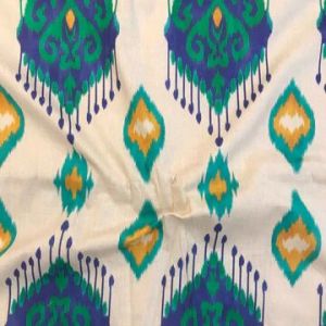 Multicolor Traditional Ikat Print Cotton Flex Fabric