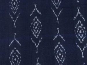 Navy Blue Abstract Printed Cotton Ikat Fabric