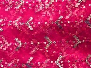 Rani Pink Abstract Thread & Sequins Embroidered Net Fabric