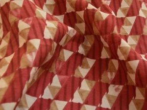 Red &AMP;AMP; Cream Geometric Premium Modal Chanderi Silk Fabric