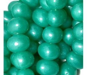 Shiny Cool Green Oval Glass Pearl Beads