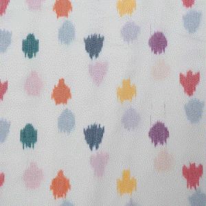 White Multicolor Motifs Fine Quality Cotton Woven Ikat Fabric