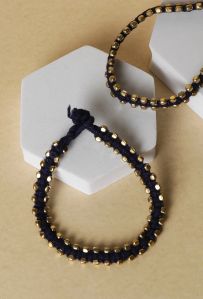 Farheen Blue Thread And German Silver Anklets For Women