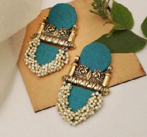 Handcrafted Fabric Peacock Style Women Earrings