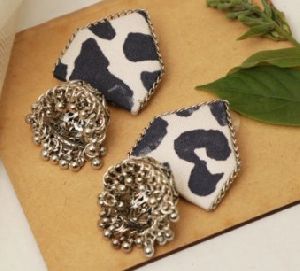 Handmade Colored Printed Fabric Designer Partywear Women Earring