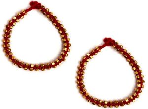 Kashish Maroon German Silver Anklet For Women