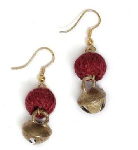 Maroon Bead &AMP;AMP; Ghungroo Tribal Women Earrings