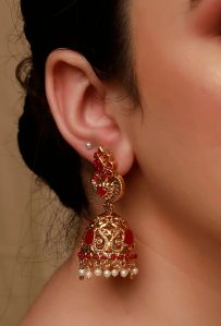 Meena Red Kundan Women Earrings