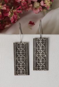 Rectangle Textured Hook Danglers Women Earring