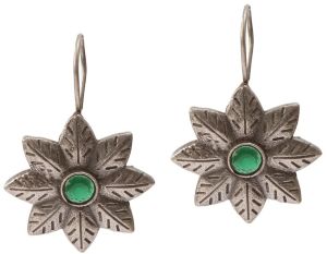 Silver Look Leaves And Stars Brass Oxidized Earrings For Women