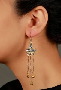 Silver Tri-leaf German Silver Afghan Women Earrings