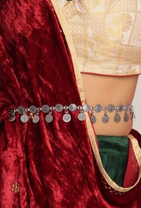 Stylish Traditional Silver Plated Coin Shaped Kamarband Waist Chain For Women