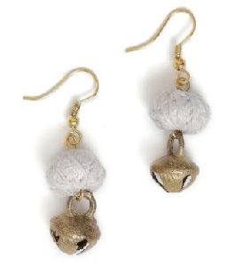 White Bead &AMP;AMP; Ghungroo Tribal Women Earrings