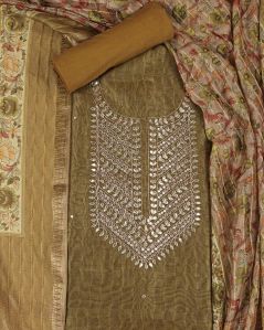 Chanderi Gota Patti Suit With Floral Dupatta